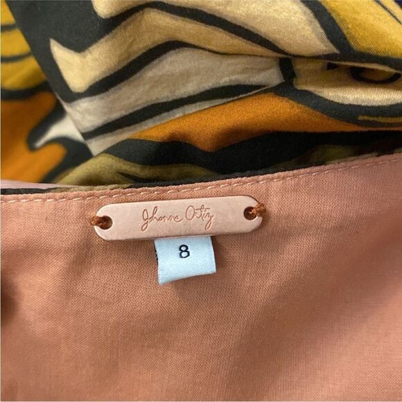 Johanna Ortiz Elegant Brown and Orange Patterned puffy sleeves mini Dress, US8 - Picture 13 of 14